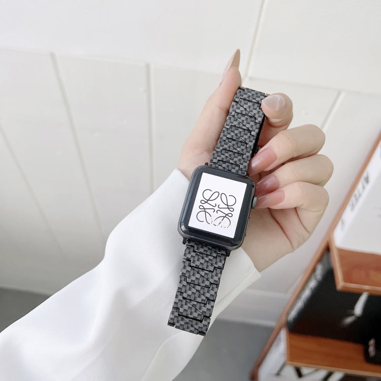 Carbon Fiber Straight Edge Strap Watchband For Apple Watch Series