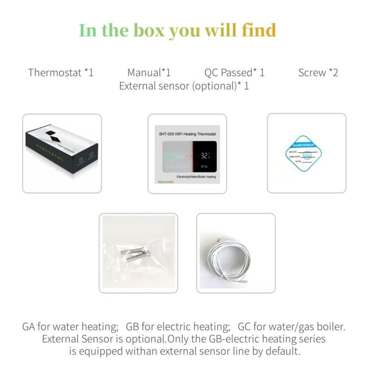 BHT-005-GA 220V AC 3A Smart Home Heating Thermostat for EU Box, Control Water Heating with Only Internal Sensor My Store