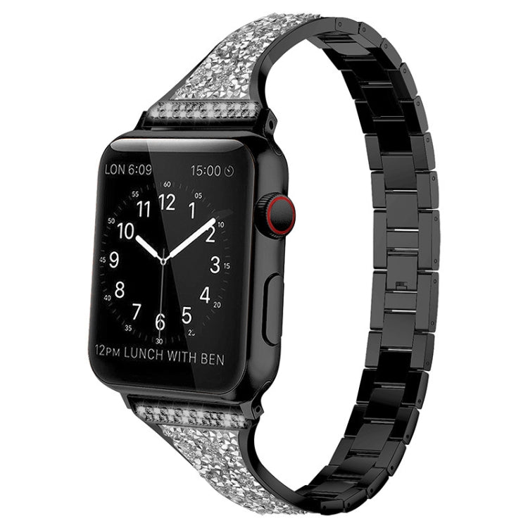 Diamond Encrusted Leather Strap Watchband For Apple Watch Series