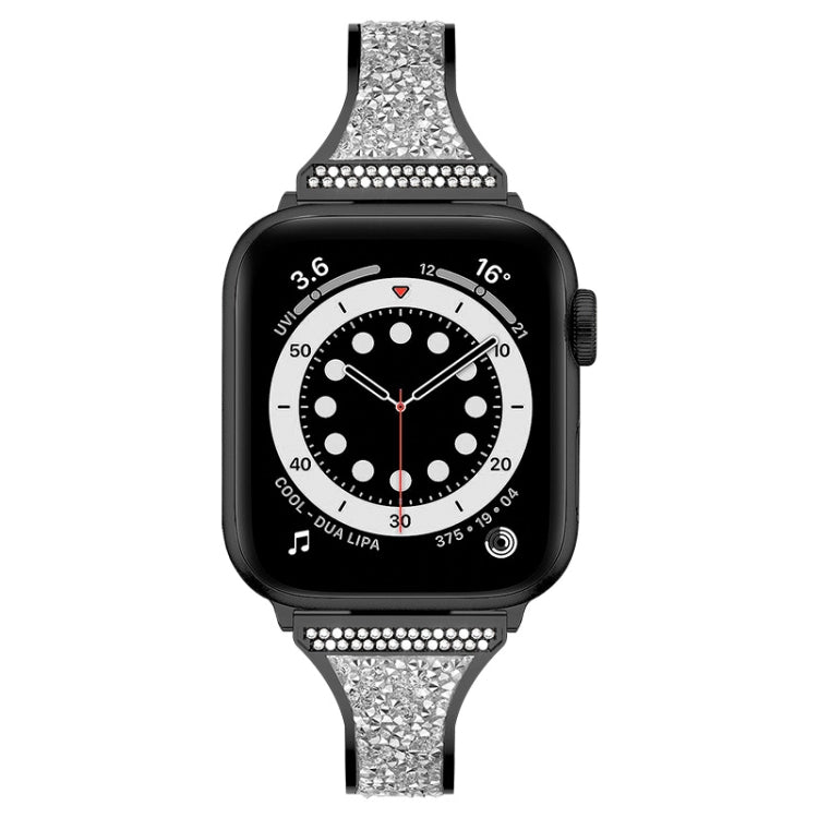 Diamond Encrusted Leather Strap Watchband For Apple Watch Series