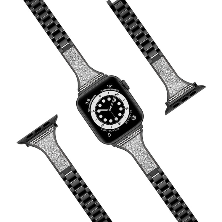 Diamond Encrusted Leather Strap Watchband For Apple Watch Series