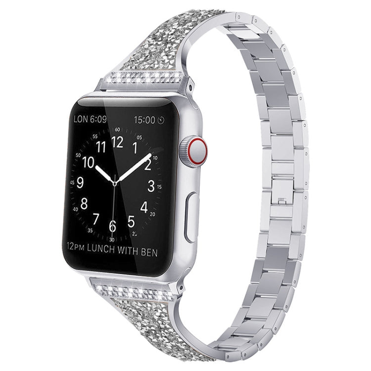 Diamond Encrusted Leather Strap Watchband For Apple Watch Series