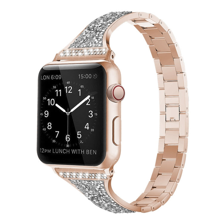 Diamond Encrusted Leather Strap Watchband For Apple Watch Series