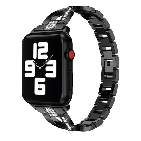 Diamond Encrusted Stainless Steel Strap Watchband For Apple Watch Series