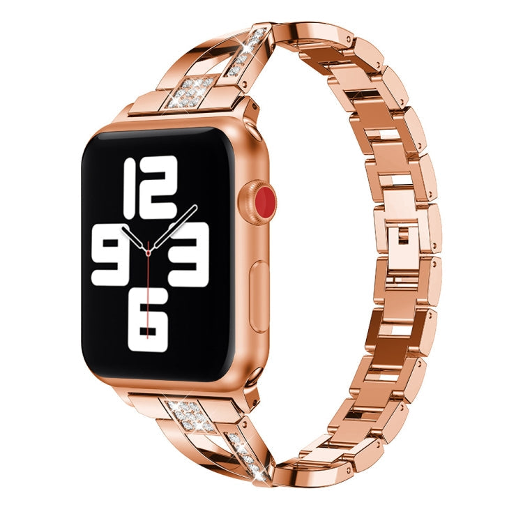 Diamond Encrusted Stainless Steel Strap Watchband For Apple Watch Series