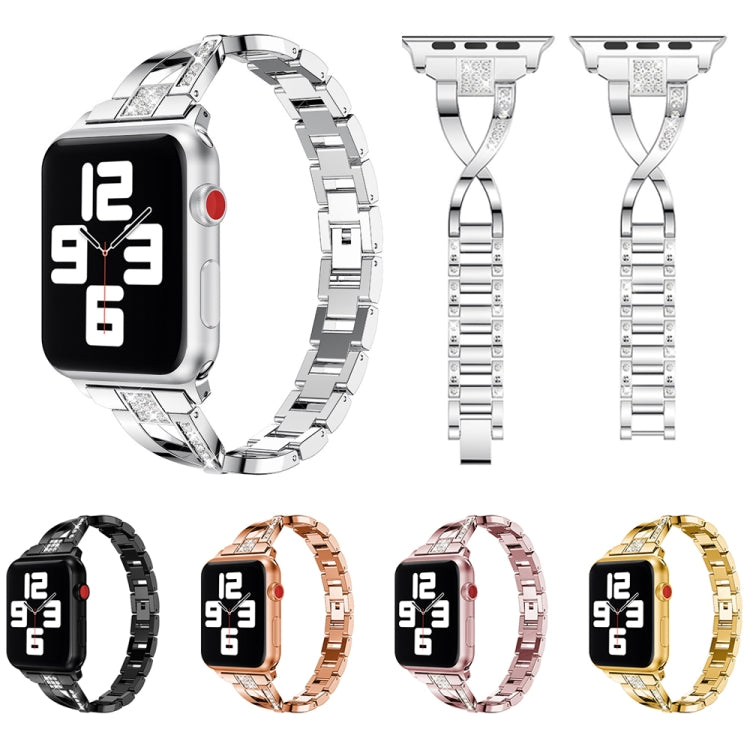 Diamond Encrusted Stainless Steel Strap Watchband For Apple Watch Series