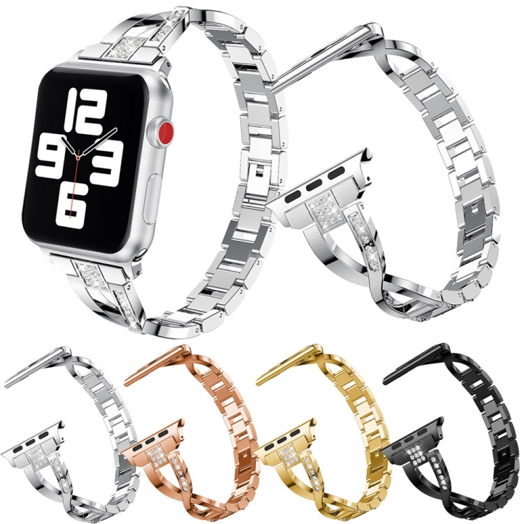 Diamond Encrusted Stainless Steel Strap Watchband For Apple Watch Series