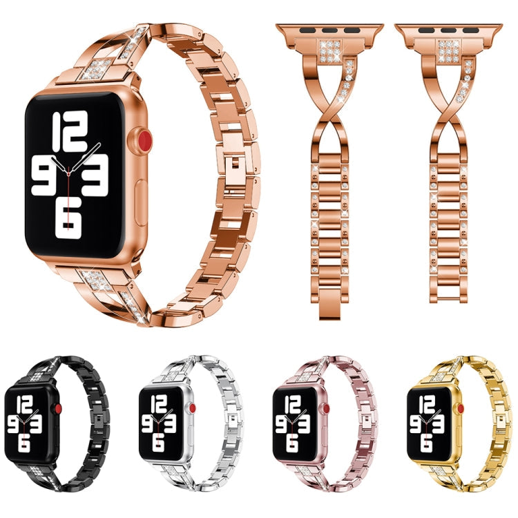 Diamond Encrusted Stainless Steel Strap Watchband For Apple Watch Series