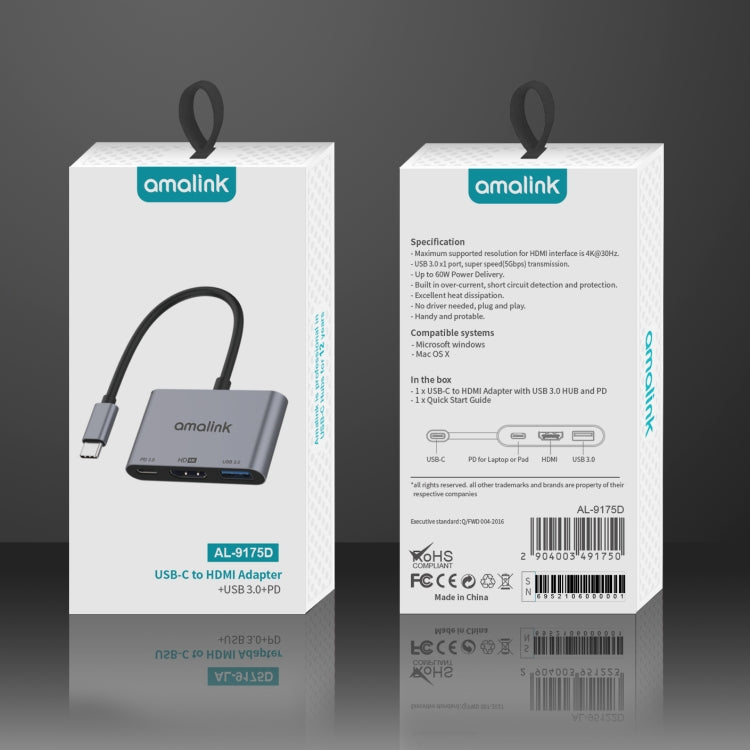 amalink 9175D Type-C / USB-C to HDMI + USB 3.0 + PD HUB Adapter My Store