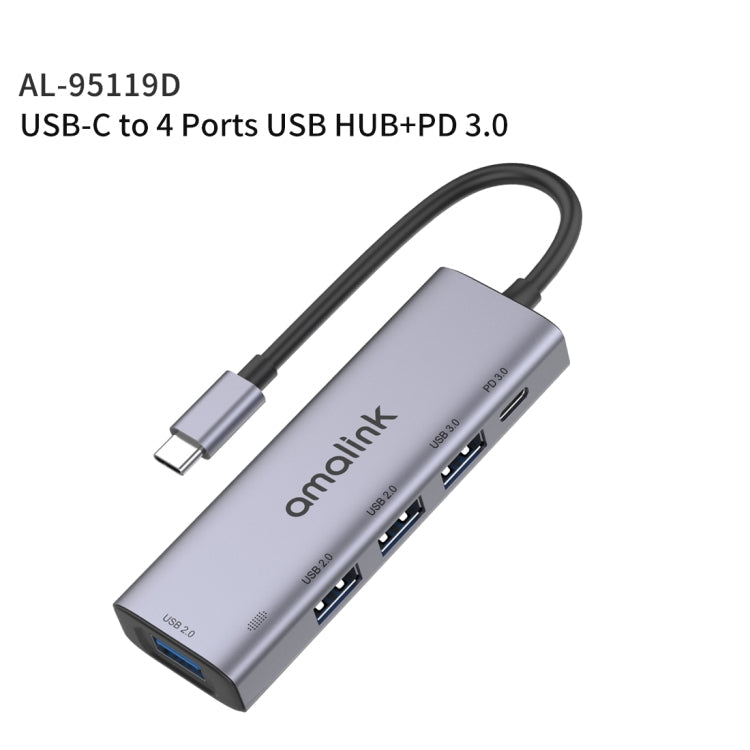 amalink 95119D Type-C / USB-C to 4 Ports USB + PD 3.0 Multi-function HUB Docking Station My Store