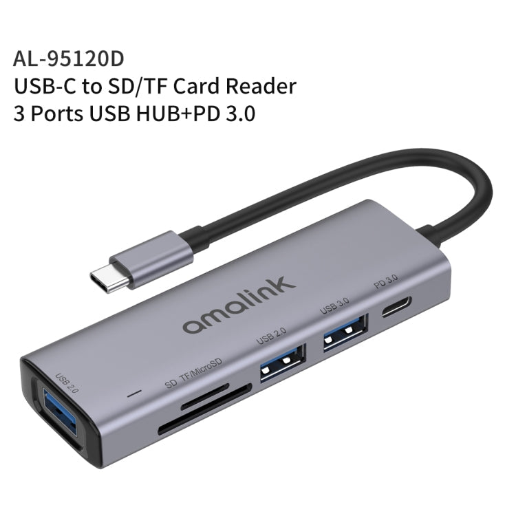 amalink 95120D Type-C / USB-C to SD/TF + 3 Ports USB + PD 3.0 Multi-function HUB Docking Station My Store