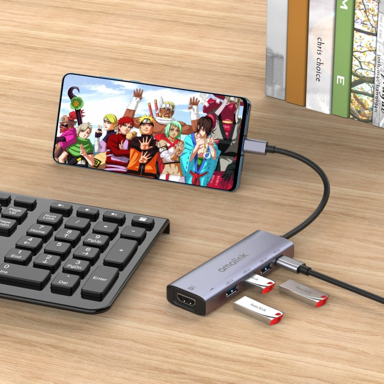 amalink 95123D Type-C / USB-C to HDMI + 3 Ports USB + PD 3.0 Multi-function HUB My Store