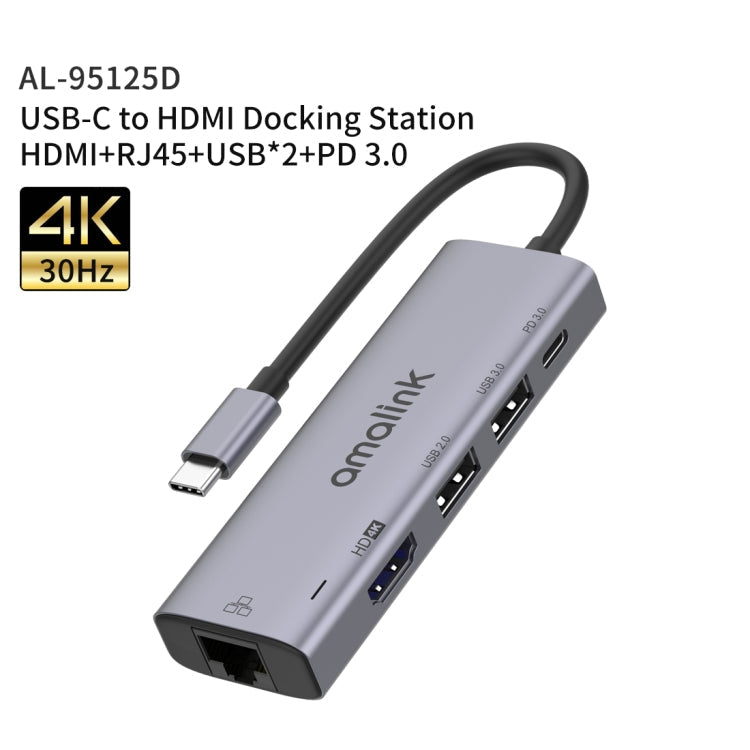 amalink 95125D Type-C / USB-C to HDMI + RJ45 + 2 Ports USB + PD 3.0 Multi-function HUB