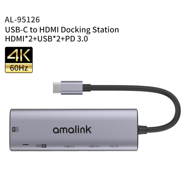 amalink 95126 Type-C / USB-C to Dual HDMI + 2 Ports USB + PD 3.0 Multi-function HUB My Store