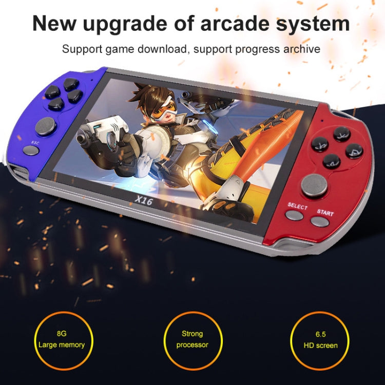 X16 6.5 inch Screen Classic Handheld Game Console with 8GB Memory