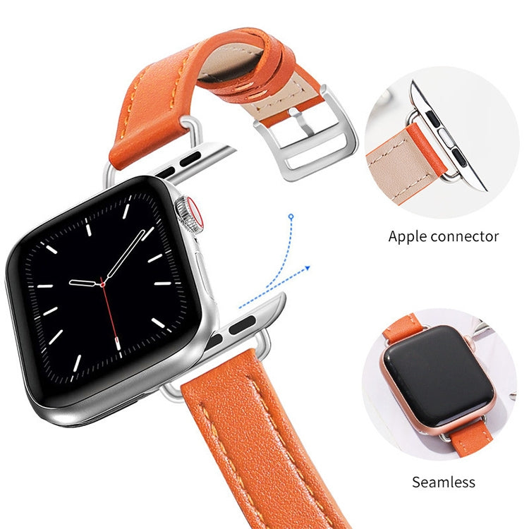 14mm Cowhide Leather Watchband For Apple Watch Series