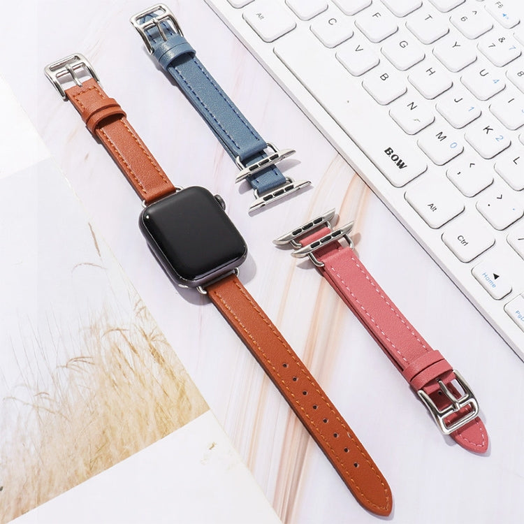 14mm Cowhide Leather Watchband For Apple Watch Series