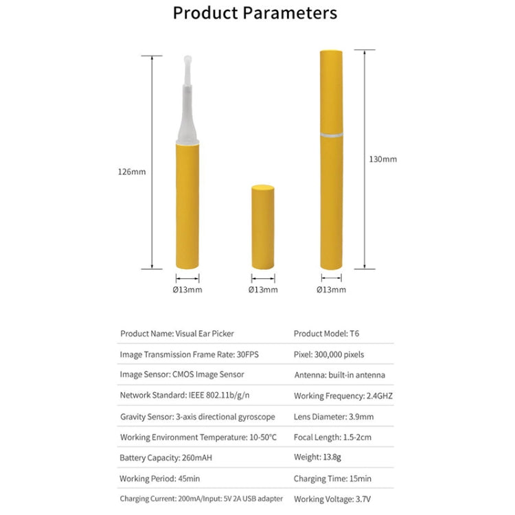T6 Portable Wireless Smart Visual Earpick Earwax Removal Tool