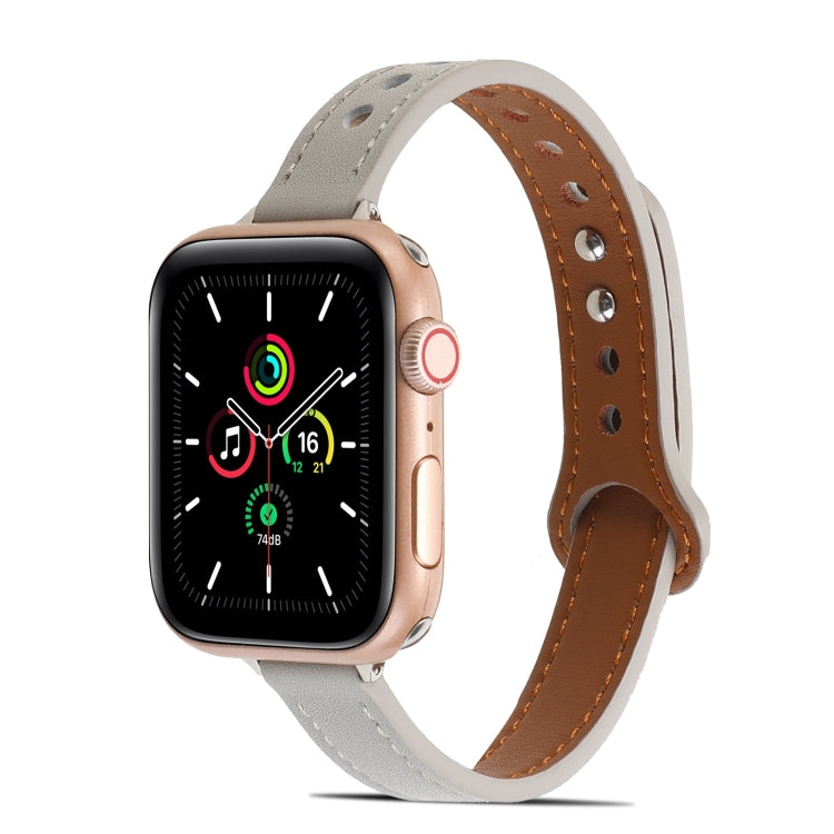 Double Rivets Leather Watchband for Apple Watch Series