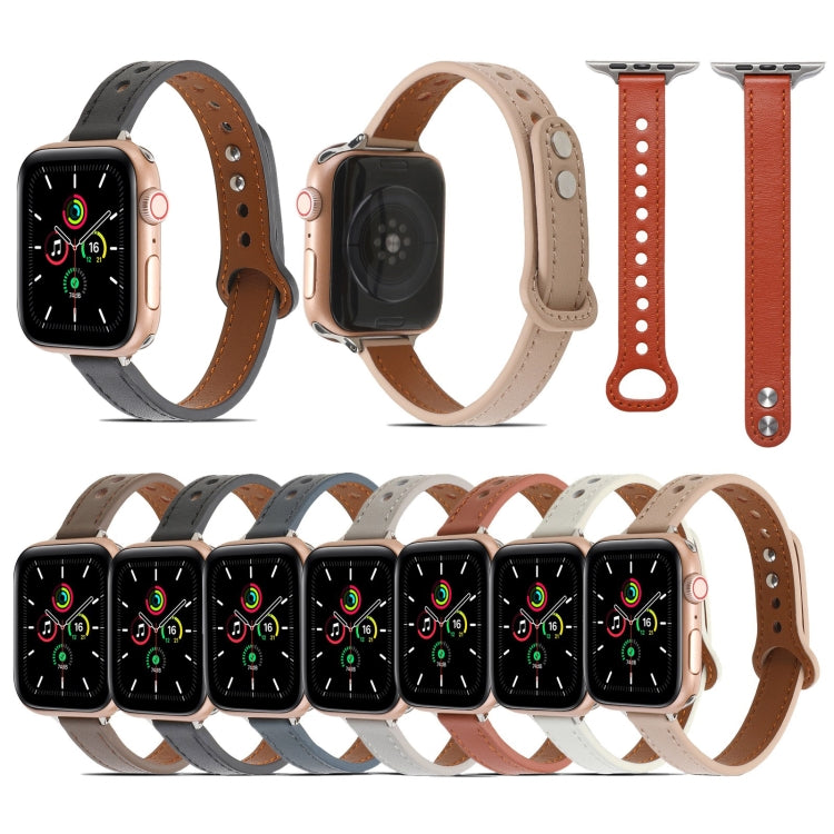 Double Rivets Leather Watchband for Apple Watch Series