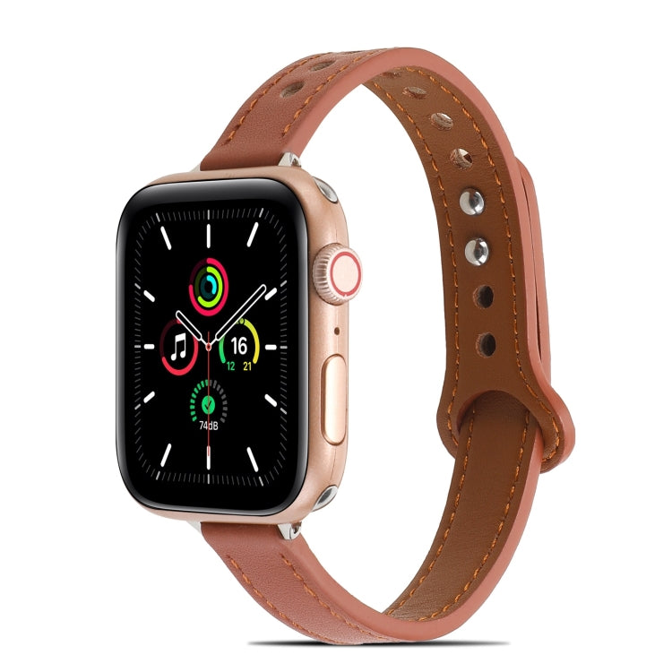 Double Rivets Leather Watchband for Apple Watch Series