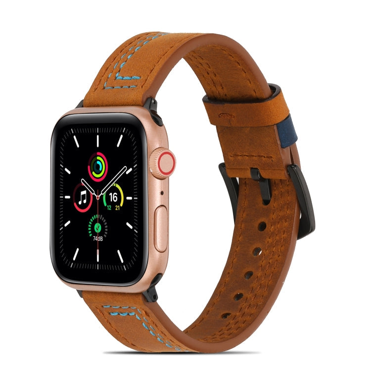 Sewing Matte Leather Watchband for Apple Watch Series