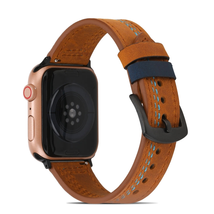 Sewing Matte Leather Watchband for Apple Watch Series