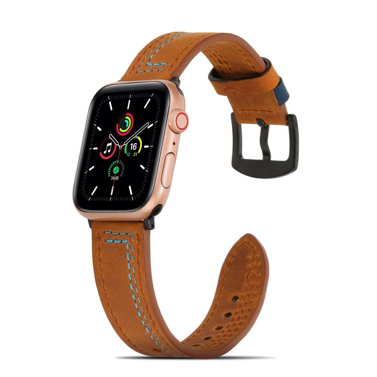 Sewing Matte Leather Watchband for Apple Watch Series