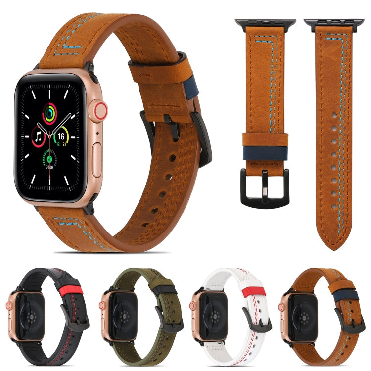 Sewing Matte Leather Watchband for Apple Watch Series