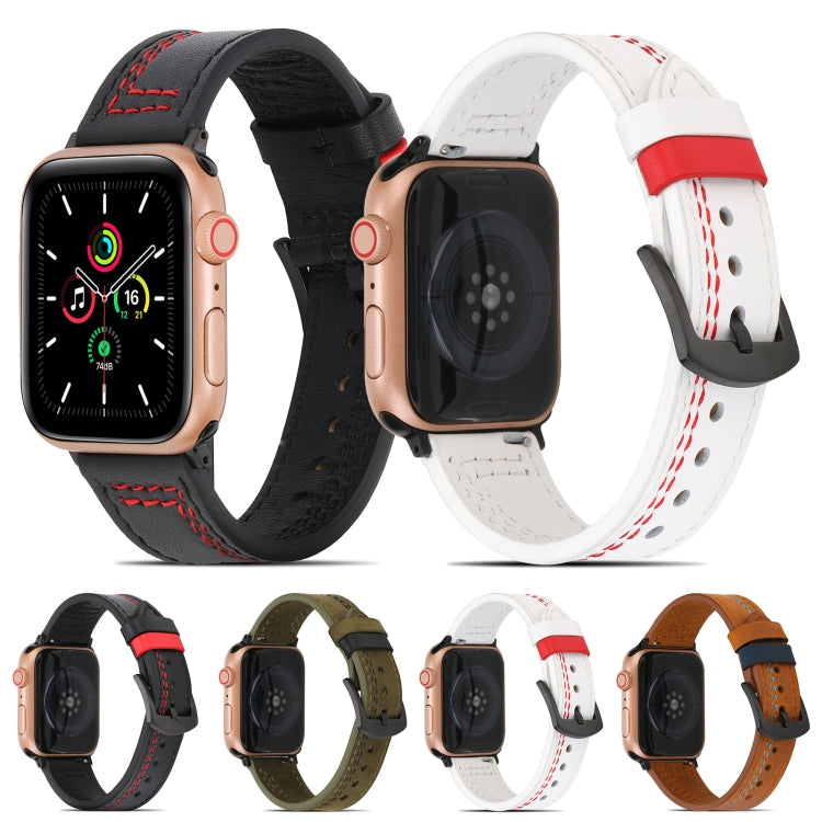 Sewing Matte Leather Watchband for Apple Watch Series