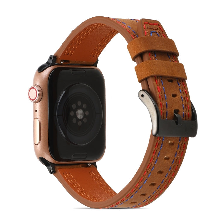 Sewing Matte Leather Watchband for Apple Watch Series