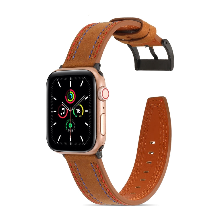 Sewing Matte Leather Watchband for Apple Watch Series