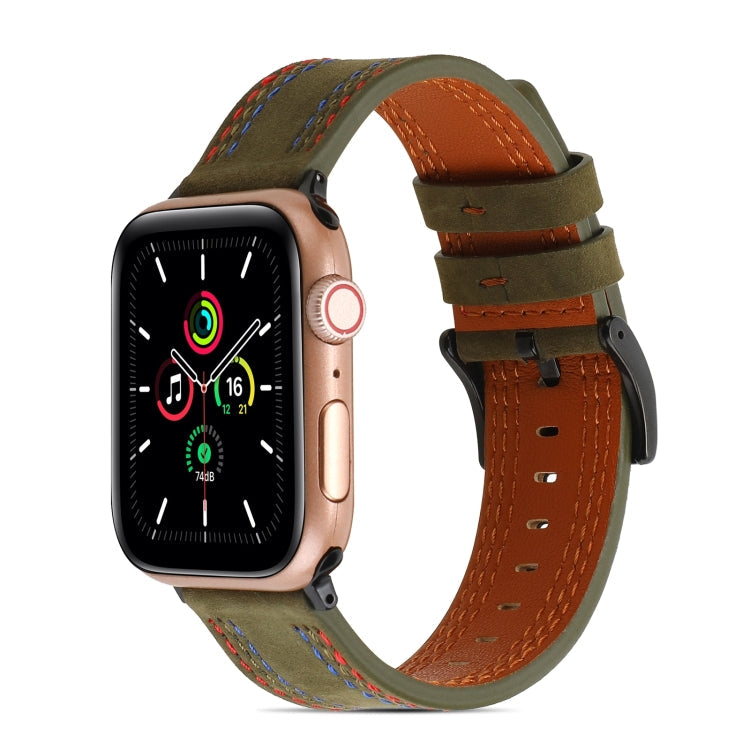 Sewing Matte Leather Watchband for Apple Watch Series