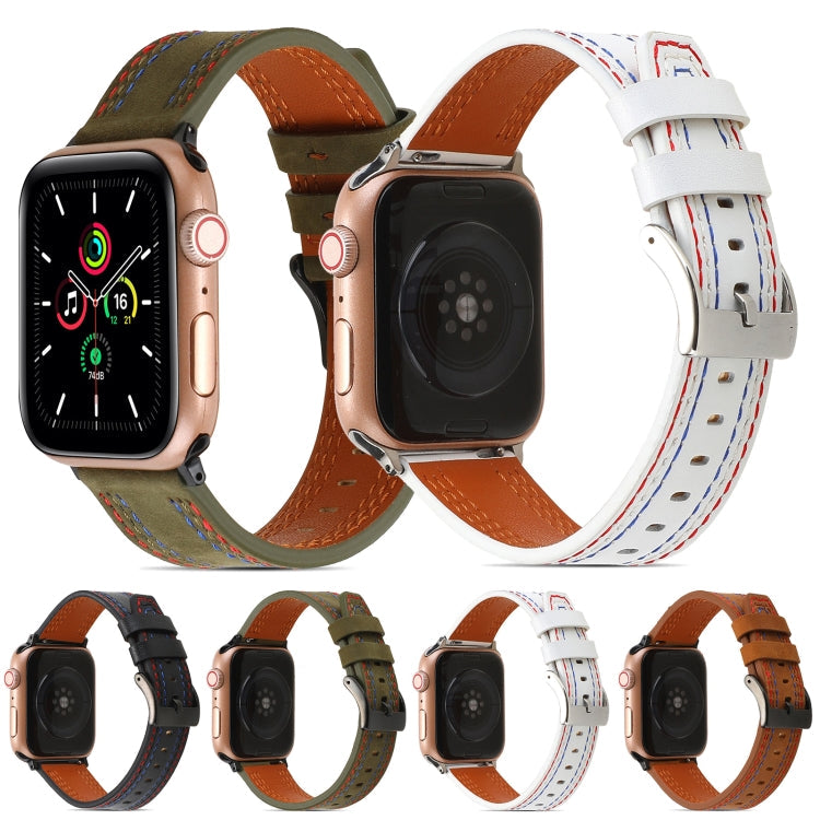 Sewing Matte Leather Watchband for Apple Watch Series