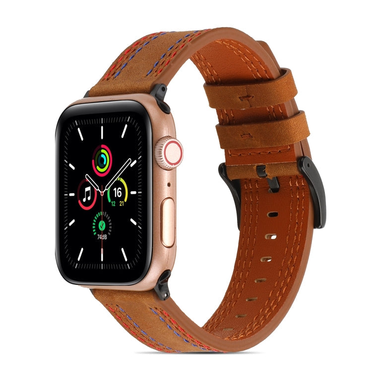 Sewing Matte Leather Watchband for Apple Watch Series