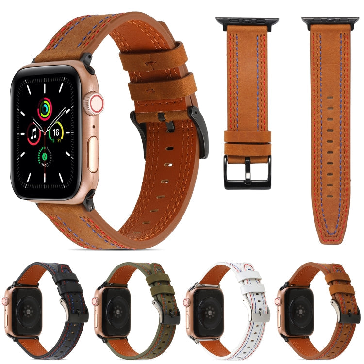 Sewing Matte Leather Watchband for Apple Watch Series