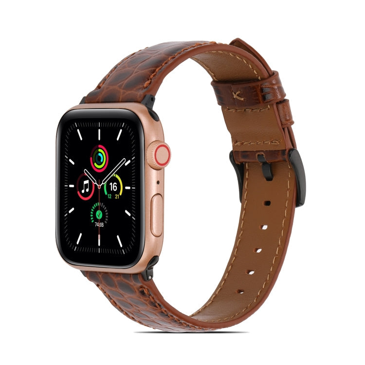 Crocodile Texture Leather Watchband for Apple Watch Series