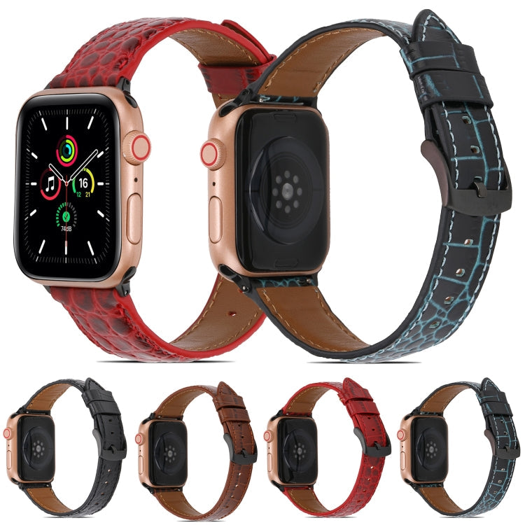 Crocodile Texture Leather Watchband for Apple Watch Series