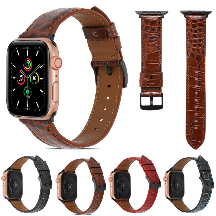 Crocodile Texture Leather Watchband for Apple Watch Series