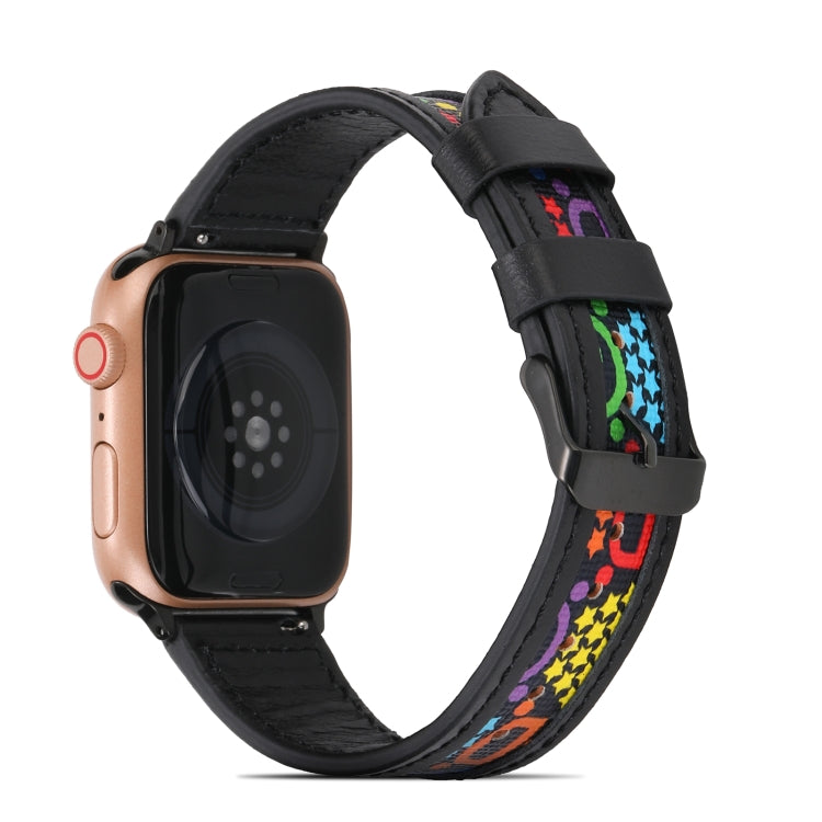 Genuine Leather + GD Knitting Watchband for Apple Watch Series