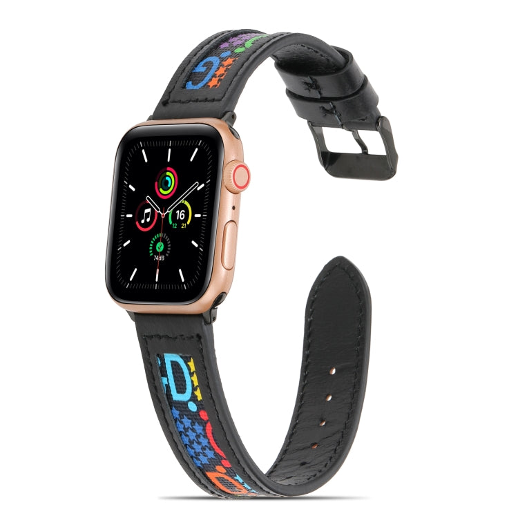 Genuine Leather + GD Knitting Watchband for Apple Watch Series