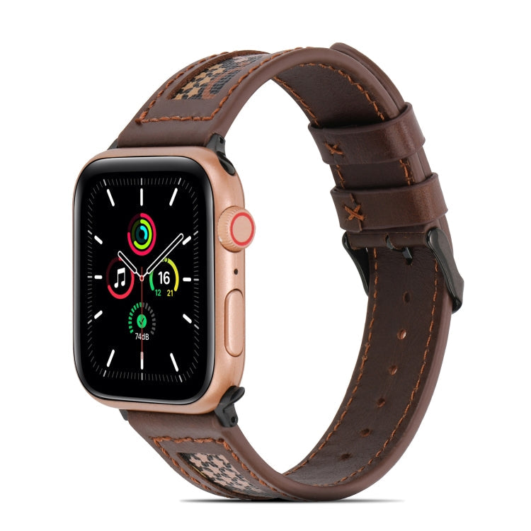 Genuine Leather + GD Knitting Watchband for Apple Watch Series