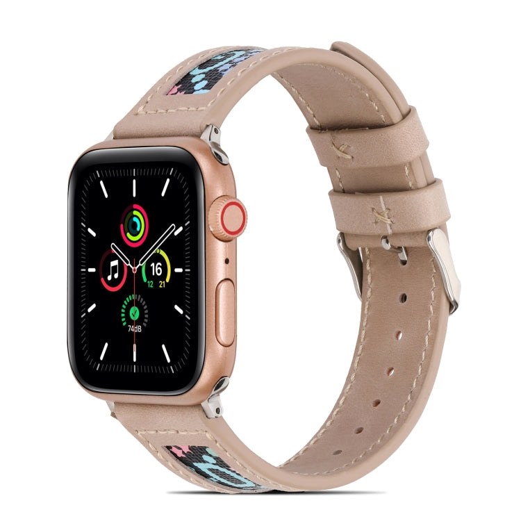 Genuine Leather + GD Knitting Watchband for Apple Watch Series