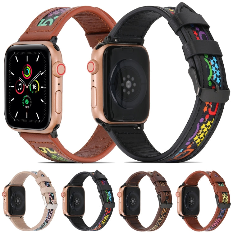 Genuine Leather + GD Knitting Watchband for Apple Watch Series