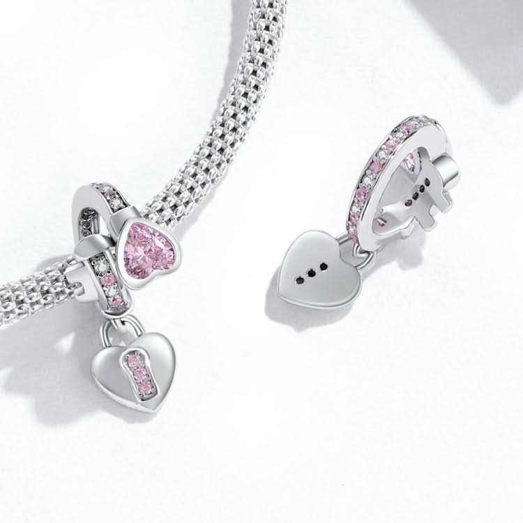 S925 Sterling Silver Heart Lock Pendant DIY Bracelet Necklace Accessories