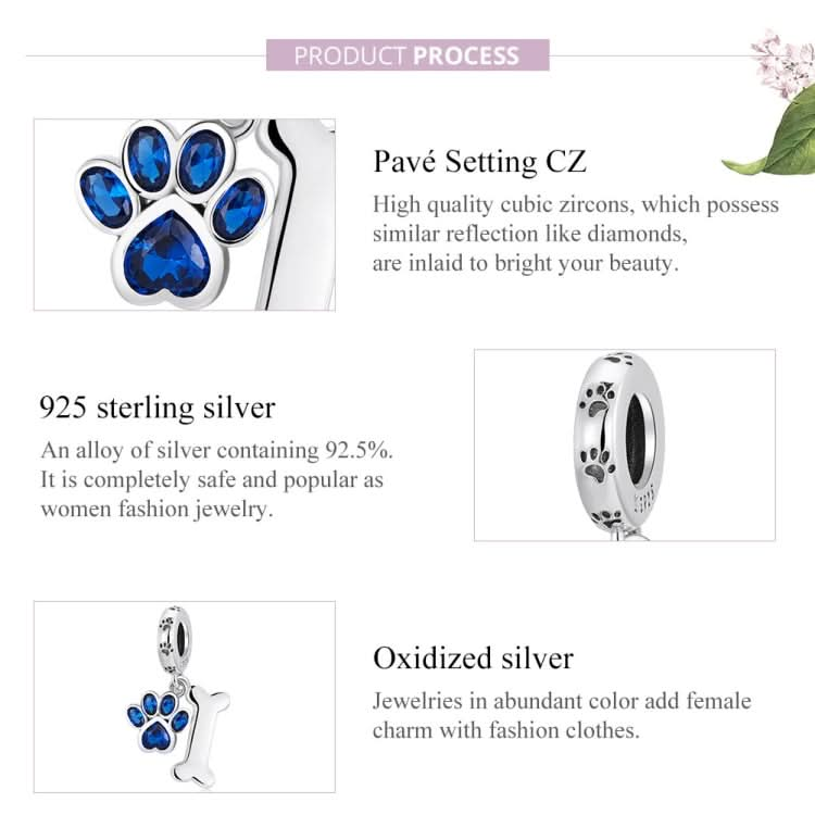 S925 Sterling Silver Dog Paw Bone Pendant DIY Bracelet Necklace Accessories Reluova