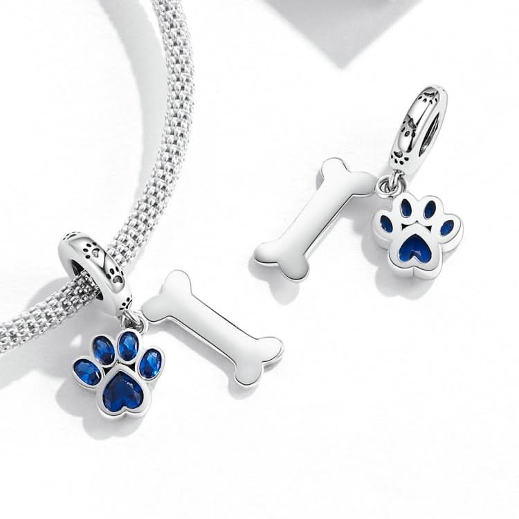 S925 Sterling Silver Dog Paw Bone Pendant DIY Bracelet Necklace Accessories