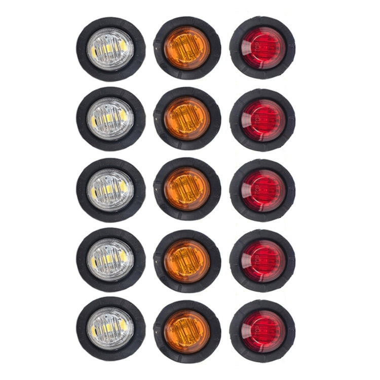 15 in 1 Red + Amber + White Light Truck Trailer LED Round Side Marker Lamp