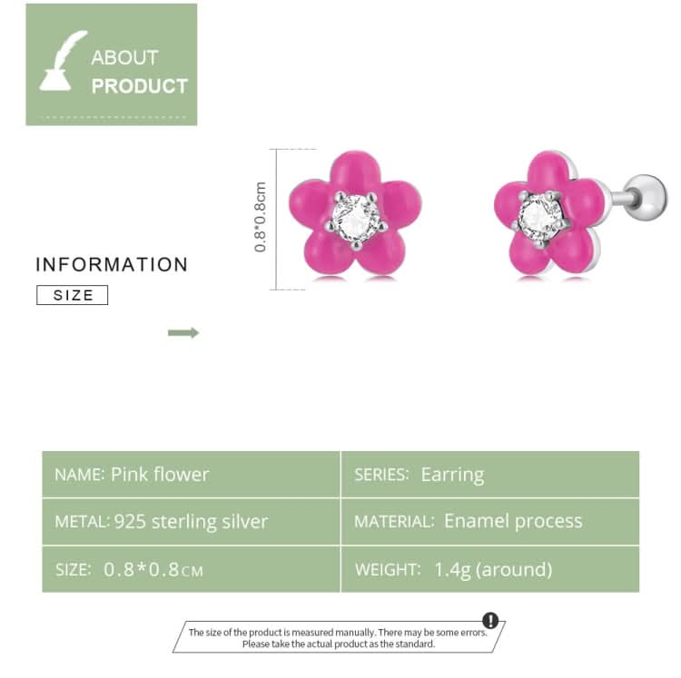 S925 Sterling Silver Fluorescence Pink Flower Women Earrings Reluova