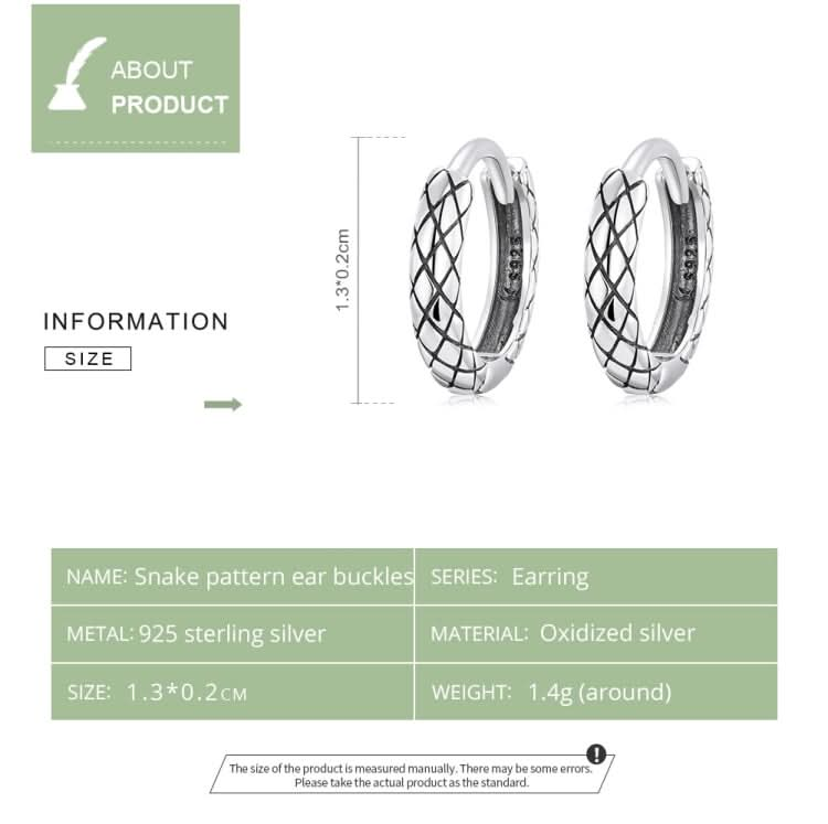 S925 Sterling Silver Snake Texture Ear Buckle Women Earrings Reluova